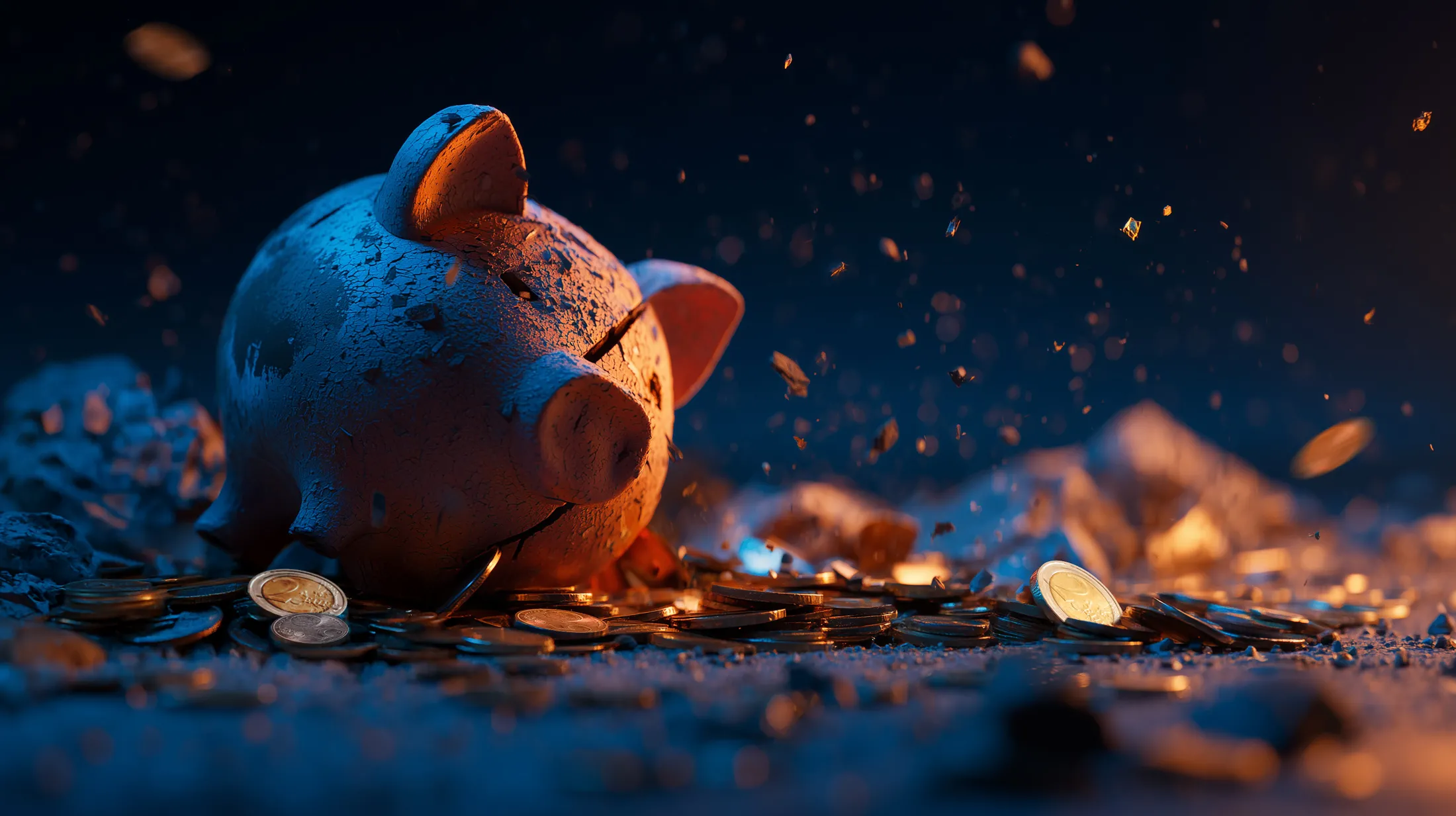 Broken Piggy Bank - Money doesn't go far